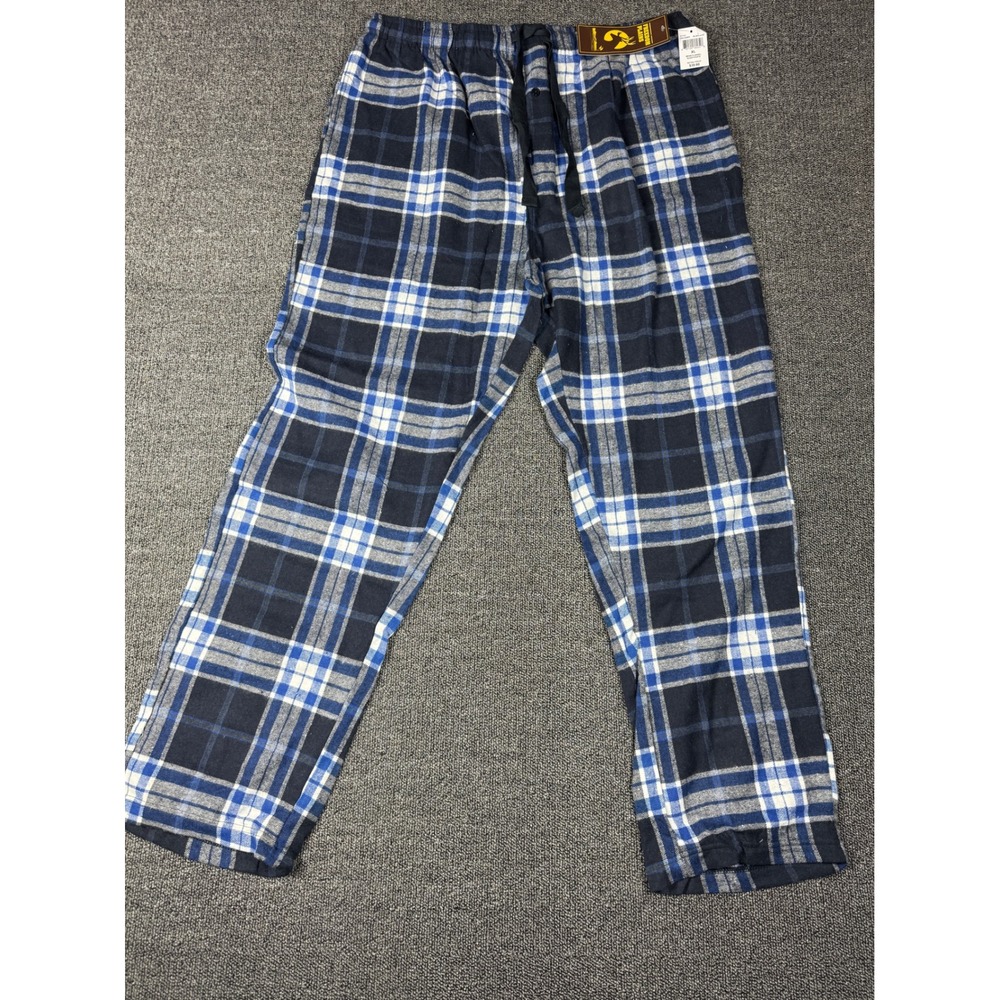 Freedom Plains Mens Flannel Sleep Pants Blue White Plaid Pajama Bottoms XL NWT